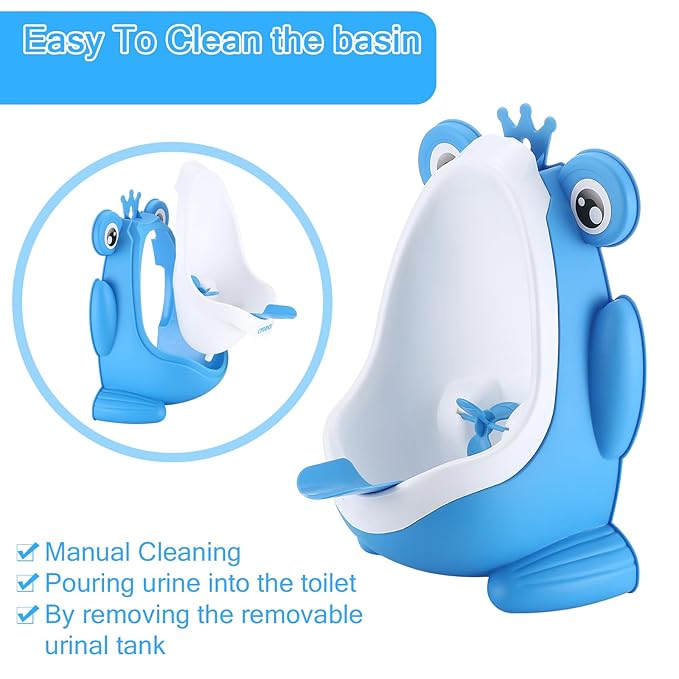 Urinal for Toddlers Boys with Frog Funny Aiming Target,Frog Urinal Potty Training (Blue Crown Frog)