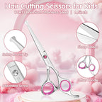 Safety Round Tip Toddler Haircut Scissors Kit - Stainless Steel 11-Piece Hair Clippers for Kids, Men, Women & Salon Use - Professional Barber Grooming Shears with Thinning & Layering Tools