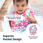 Tiny Twinkle Mess Proof Baby Bibs for Eating - Waterproof, Wipeable Bibs - Toddler Bibs - Travel Friendly - PFAS, PVC, BPA, Phthalate Free - Baby Food Bibs(3 Pack, Loved Girl)