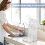 Baby Bottle Drying Rack Bottle Dryer Rack for 12 Bottle Drying Rack Space Saving Kitchen Countertop Vertical Cup Drainer Rack Detachable Baby Bottle Holder Storage Organizer Pump Part Dryer Rack White
