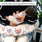 Rainbow Nursing Pillow Cover, Breastfeeding Pillow Slipcover for Baby Girls/Boys, Soft Snug Fits On Newborn Feeding Pillow Case