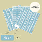 Personalized Name Labels for Kids (120) – Custom Waterproof & Durable Stickers for Clothing, Daycare, Office & School Supplies - Solid Color