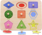 Aile Toddler Wooden Preschool Learning Shape Peg Puzzle Board Toys