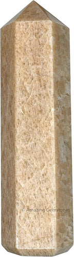 Amazing Gemstone Large Cream Moonstone Crystal Towers ~ Natural Healing Crystal Point Obelisk for Reiki Healing and Crystal Grid (5.5 to 6 INCH)