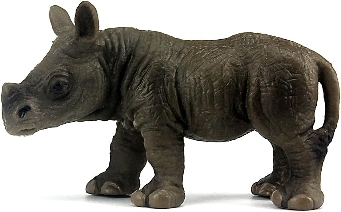 FUNSHOWCASE African Jungle Animals Young Rhino Calf Toy Figure Realistic Plastic Figurine Height 1.6-inch