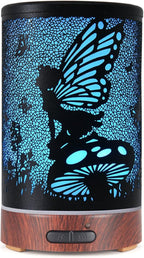 Essential Oil Diffuser, Ultrasonic Diffuser for Essential Oil, Cool Mist Humidifier Aromatherapy Diffuser with 7 Color Lighting Changing Modes, Waterless Auto Shut-Off for Home（Flower Fairy）