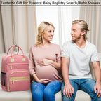 Baby Diaper Bag Backpack Tote for Women Large Capacity with Insulated Pockets Multifunctional Waterproof Diaper Bags For Baby Girl Boy Mama Maternity Travel Bag Pink