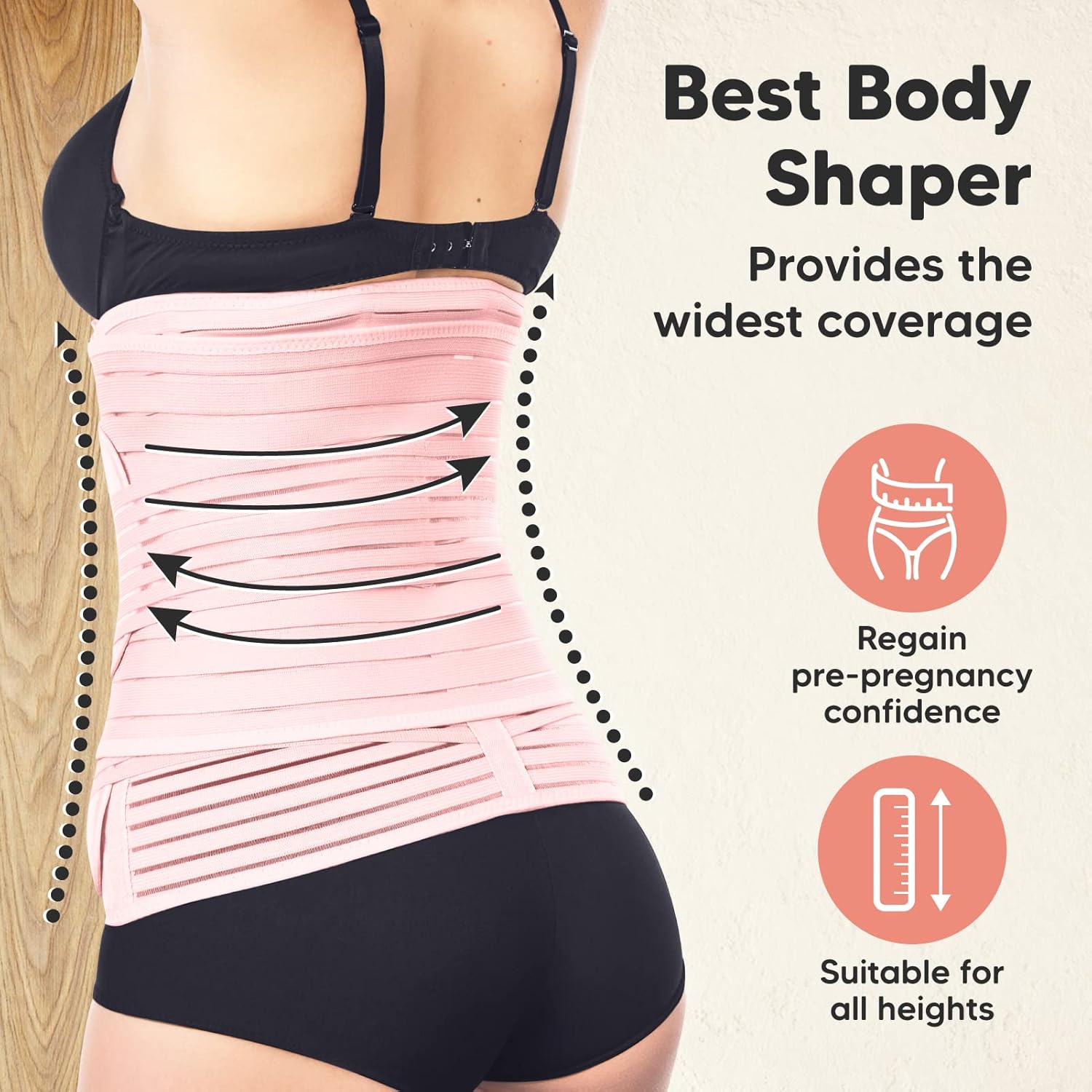 3 in 1 Postpartum Belly Support Recovery Wrap – Postpartum Belly Band, After Birth Brace, Slimming Girdles, Body Shaper Waist Shapewear, Post Surgery Pregnancy Belly Support Band (Blush Pink, M/L)
