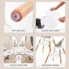 Baby High Chair, Highchair for Baby & Toddler, Easy Clean Infant Highchair, 6 in 1 Feeding High Chair with Removable Double Tray and Waterproof PU Cushion, Wooden Legs, Champagne