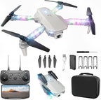 Drone with Camera 1080P HD - Foldable FPV Mini Drones with LED Lights for Adults Kids and Beginners, Toys Gifts RC Quadcopter with One Key Take Off, 3D Flips for Boys Girls with 2 Batteries, White