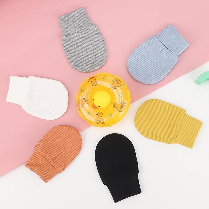 BQUBO 6 Pairs Newborn Baby Boys Girls Mittens 0-6 Months Unisex-Baby Infant Mittens Elastic No Scratch Wrist Gloves