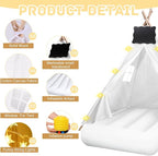 6 Pcs Kids Teepee Tent Bulk with Light String Inflatable Airbed Bedding Fitted Sheet and Markeable Small Blackboards for Boys Girls Indoor Outdoor Slumber Party (White)