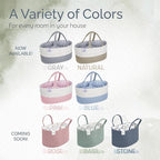 KiddyCare Woven Diaper Caddy Organizer, Large Gray Multi Functional Portable Baby Basket with Handle, Baby Gift for Boy/Girl Nursery Storage, Organization, and Modern Car Diaper Caddy Pink X-Large