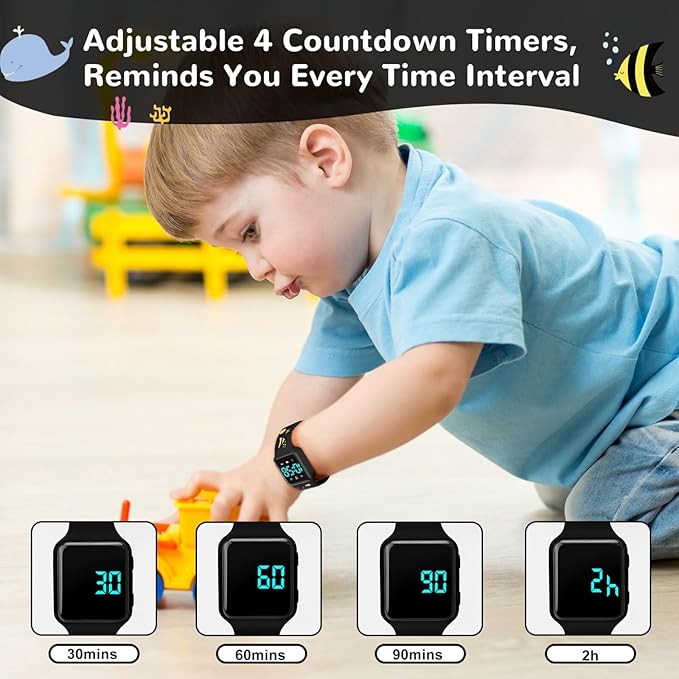 Potty Training Watch for Toddlers with Countdown, Magnetic Charging, Flashing Lights, Fun Music or Vibration Alerts - Waterproof Interactive Toilet Training Reminder for Boys & Girls Ages 2-9