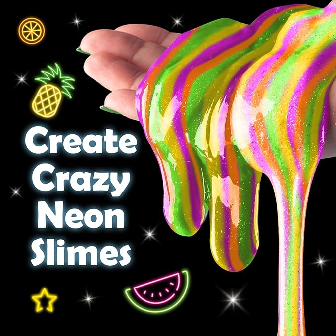 Original Stationery Tropical Glow in The Dark Slime Kit - Multicolor - for Girls & Boys Ages 7 Years and Up - Includes Glow Powder, Foam Beads & Glitter for Neon, Crunchy & Jelly Cube Slimes