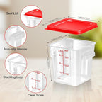 4 pcs 4qt Food Storage Containers with Lid, Square Clear Commercial Food Storage Containers with Handle and Scale for Food Storage in Home Kitchen & Dining (Red)