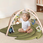 Infant Activity Center for Newborn to Develop Motor Cognition Leaves Leaf-Shaped Baby Play Gym & Activity Mat Extra Large Tummy Time Mat with 8 Detachable Toys