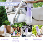 Portable Bottle Warmer for Travel: Large 12oz Capacity with Dual Heating Modes for Breast Milk & Water, Smart Temperature Control, Baby Bottle Warmer for Travel, Gifts for New Mom, Purple