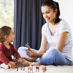 SIENON 7Pcs Forest Animals Figures Toys, Miniature Woodland Figurines with Deer Family, Elk, Fox, Rabbit, Squirrel for Kids Christmas Birthday Party Gift Cake Decorations Educational Project Diorama