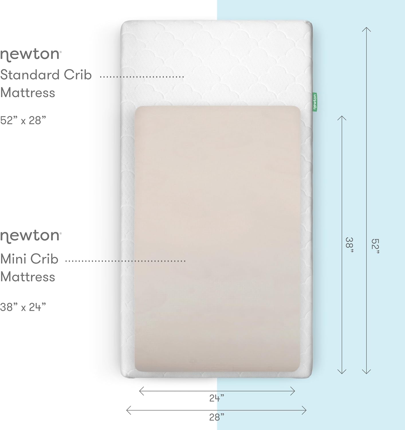 Newton Baby Mini Crib Fitted Sheets (2-Pack) | Organic Muslin Cotton, Ultra Breathable & Soft Baby Sheets, Machine Washable Baby Mattress Sheets, Fits Any Mini Sized Crib 24" x 38", Oatmeal