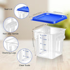 4 pcs 8qt Food Storage Containers with Lid, Square Clear Commercial Food Storage Containers with Handle and Scale for Food Storage in Home Kitchen & Dining (Blue)