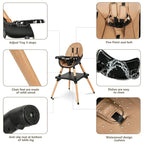 Gofirst 6 in 1 Convertible Wooden High Chair for Babies and Toddlers - Infant Dining Booster Seat With Building Block Table and 4-Position Removable Feeding Chair