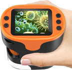 1000X Handheld Microscope for Kids 4K 2.0" Screen Rechargeable Mini Pocket Digital Microscopes w/Slides Kit Portable Edu Gift Age 4-6 8-12 Children Students