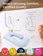 Momcozy Pregnancy Pillows for Sleeping, U Shaped Full Body Pillow 57 Inch for Pregnant Women with Back, Hip, Leg, Belly Support, Washable Jersey Cotton Cover Included, Light Blue