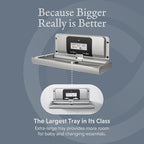 Foundations Ultra Horizontal Wall Mounted Baby Diaper Changing Station, Oversized Changing Surface, Plastic with Stainless Steel Hinge, Safety Strap - Metallic (200-EH-04)