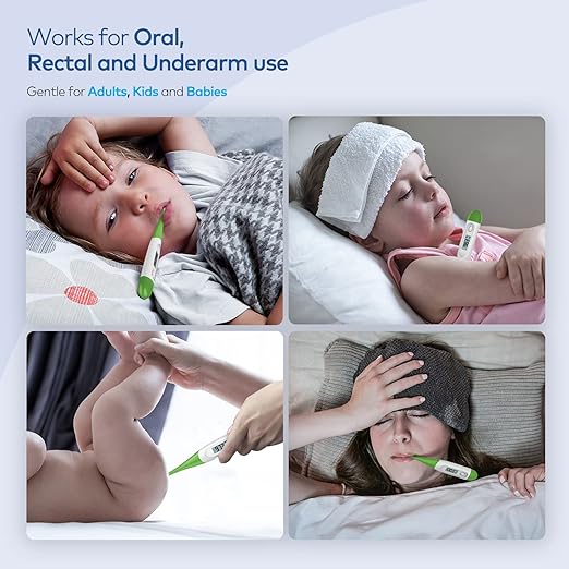 Thermometer for Baby, 2 Packs, Rectal Digital Thermometer with 10 Seconds Fast Reading (Light Blue+Green)