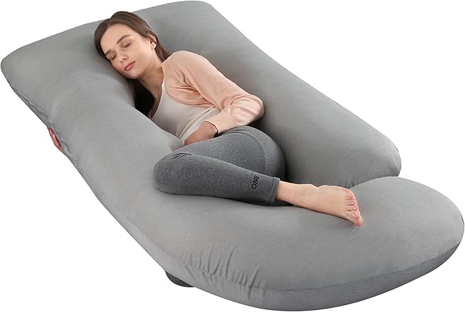 cauzyart Pregnancy Pillows for Sleeping, U Shaped Full Body Maternity Pillow with Removable Cooling Cover(Gray)