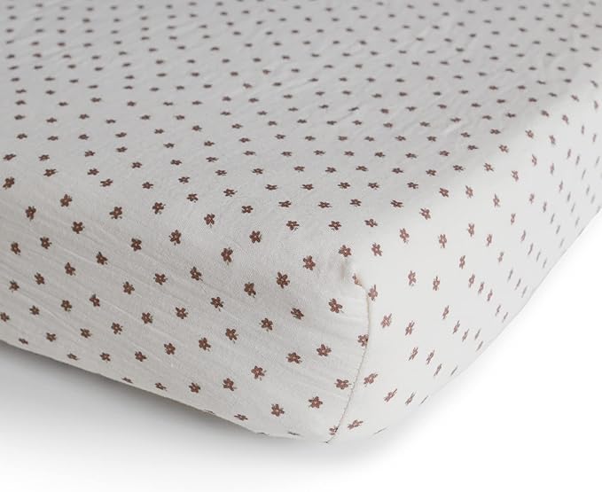 mushie Extra Soft Muslin Fitted MINI Crib Sheet | 24"x 38" (Bloom)
