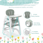 Xilingol 8 in 1 Convertible Baby High Chair W/Wheels, Baby Feeding Chair W/Adjustable Backrest & Removable Dual Tray, Building Block Table & Chair Set, HighChair for Babies & Toddlers (Green)