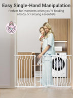 Mom's Choice GROWNSY Baby Gate, 57"-62" Auto-Close Dog Gate for Stairs & Doorways, Pressure-Mounted Easy Install Baby Gate - No Drill, Walk Through, Safe & Durable