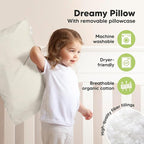 KeaBabies Toddler Pillow with Pillowcase, Jumbo 14X20 - Soft Organic Cotton Toddler Pillows for Sleeping - Machine Washable - Perfect for Travel, Toddler Bed Set (Clay)