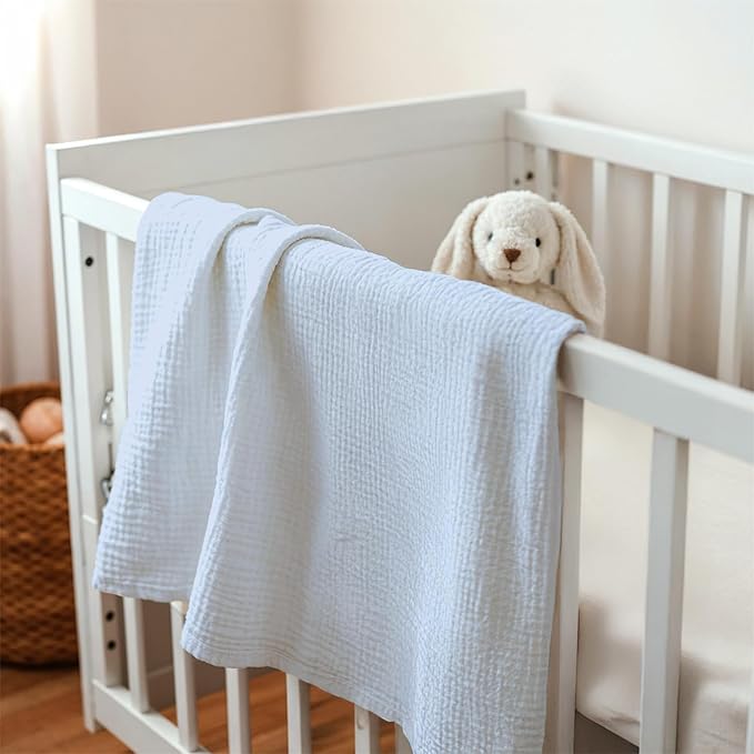 Baby Blankets for Boys, Soft Nursery Minky Blankets with Muslin and Dotted Fleece Back 30x40 inches, Receiving Bed Quilt for Newborn, Infants, Toddlers (Light Blue)