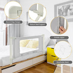 BABY JOY Bed Rails for Toddlers, 59'' Extra Long, Height Adjustable Kids Rail Guard w/Double Safety Lock for Convertible Crib, Folding Baby Bedrail for Twin Double Full Size Queen King Mattress, Gray