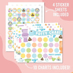 Hadley Designs Potty Training Chart for Toddlers Boys -10 Sticker Potty Chart for Toddlers Girls, 8.5x11" Potty Training Sticker Charts for Toilet Success, Pastel Toddler Reward Chart for Kids