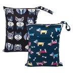 ALVABABY 2pcs Cloth Diaper Wet Dry Bags Waterproof Reusable with Two Zippered Pockets Travel Beach Pool Daycare Soiled Baby Items Yoga Gym Bag for Swimsuits or Wet Clothes L93107