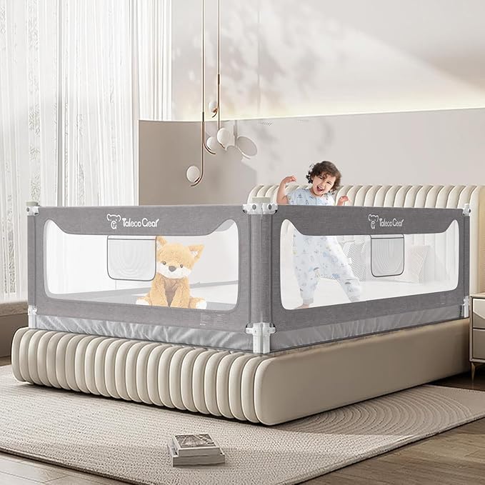 G TALECO GEAR Bed Rail for Toddlers, Stable Protective Bed Side Rails, Baby Bedrail Guard for Twin Full Queen & King Size Bed ((3 Sides for Twin Size) 74.8x74.8x39 Inch)