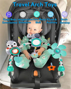 Baby Stroller Arch Mobile, Adjustable Musical Arch Toys Mobile for Crib with Universal Clamps, Versatile Activity Toy Bar for Bouncer Infant Car Seat Toys 0 6 Months Mobile for Bassinet Swing - Gray