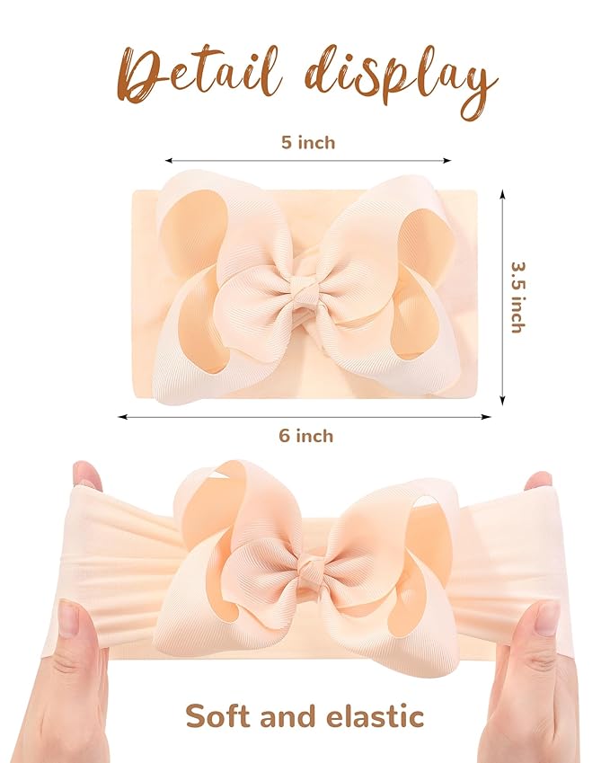 doboi Baby Girl Hair Bows and Nylon Headbands Set - 20PCS Infant Toddler Accessories With Big Bows