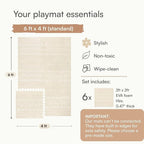 Baby Play Mat for Floor – 4x6ft Beige | Soft Non Toxic Premium EVA Foam Tiles for Tummy Time, Crawling & Playroom – Waterproof Interlocking Floor Mat for Babies & Toddlers by Lillefolk (6 Tiles)