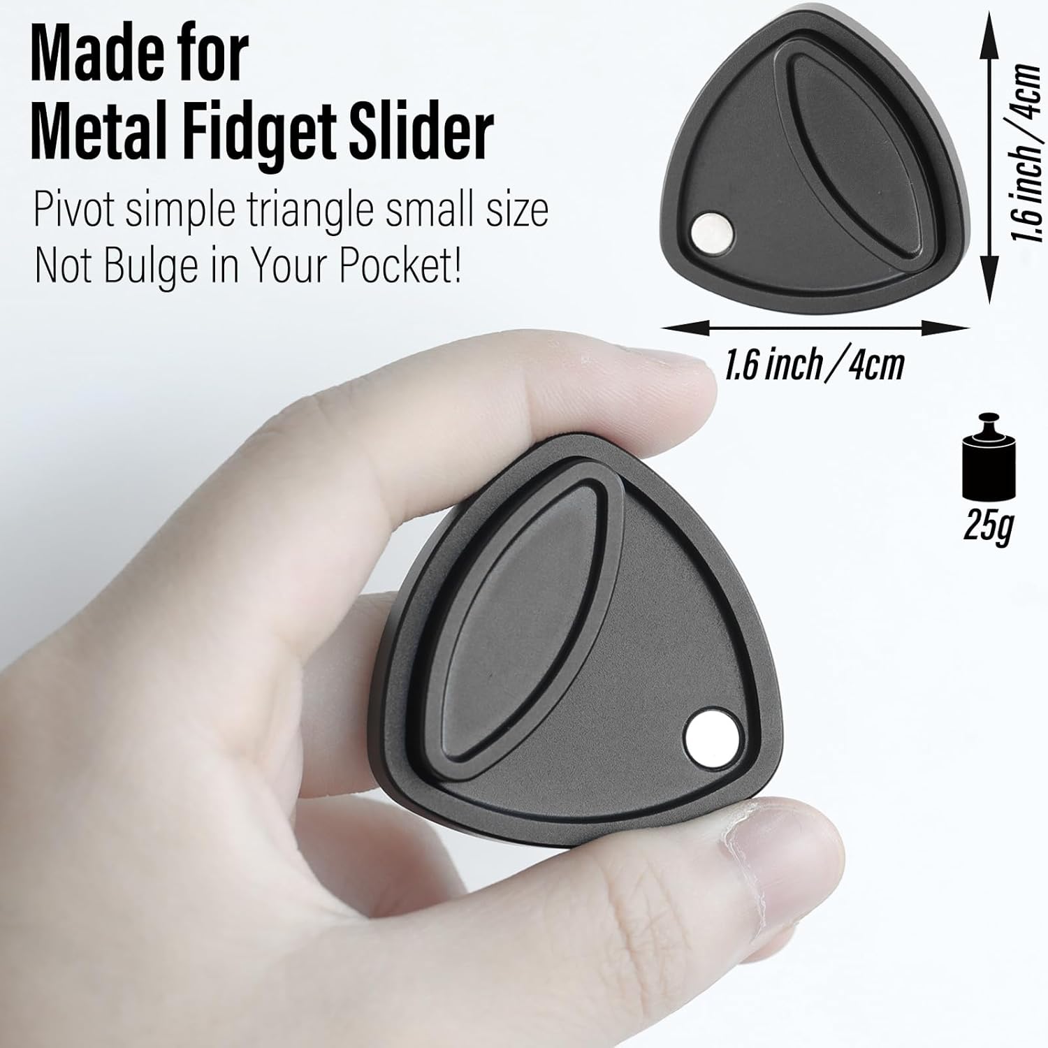 FREELOVE Pivot Magnetic Fidget Slider, Metal Worry Coin Haptic Clicker for Adults, Triangle Rotation Kinetic Toy Mechanical Sound EDC, Autism Sensory ADHD Anxiety Focus Meditation (Aluminum Black)