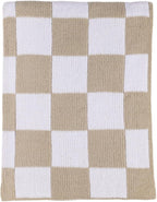 Living Textiles Chenille Knitted Blanket - Taupe Check