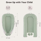 Baby Lounger - Infant Lounger Pillow for Newborn 0-24 Months, Soft, Breathable & Portable Baby Lounger Pillow for Boys & Girls, Cozy Baby Floor Seat for Home & Travel (Green)