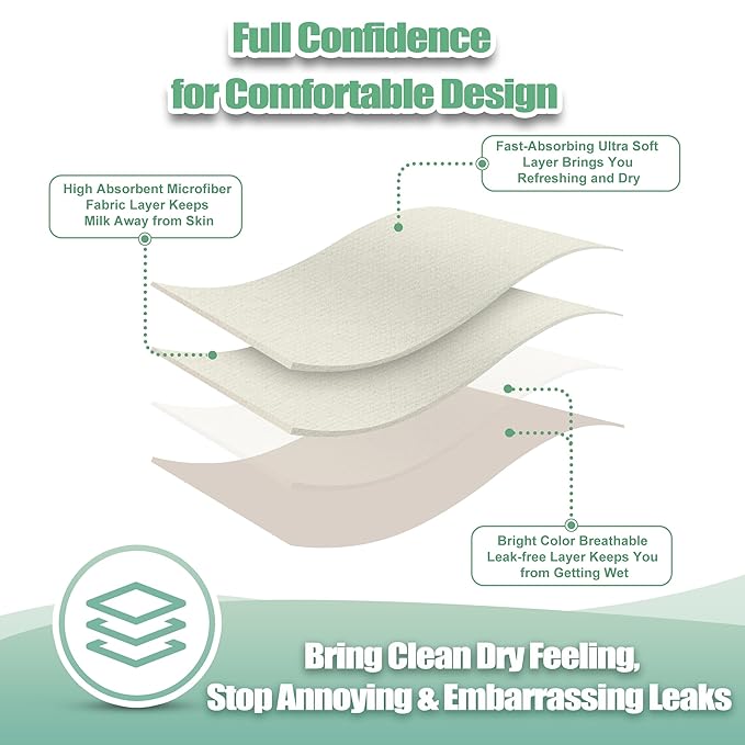 wegreeco Nursing Breast Pads (14 Pack) + Laundry Bag & Travel Storage Bag, 4.7 inch - Washable & Reusable Breastfeeding Nursing Pads (Rose Gold, Large, Plain Shape)