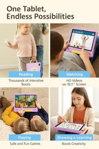 10.1 Inch Kids Tablet with Shockproof Case | Android 14, 64GB+8GB RAM, 12H Battery | Parental Control, Google Kids Space & Preloaded Educational Apps | WiFi 6, HD Display, Ages 3-12