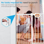 Stair Baby Gate 57-66 Inch, Extra Wide Safety Gate for Baby Pet Adjustable Dog Gates Indoor Extra Wide Gates Pressure Mounted for Toddler Pet for House Stairway Doorway White (30.5'' Tall)