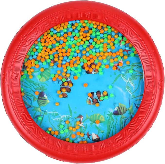 Musfunny Ocean Drum Wave Bead Drums Gentle Sea Sound Music Gift Musical Educational Sea Sound Drum Tool for Kid Child Baby (Red)